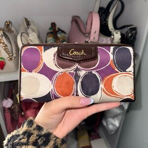 Coach Scarf Print Zip Wallet